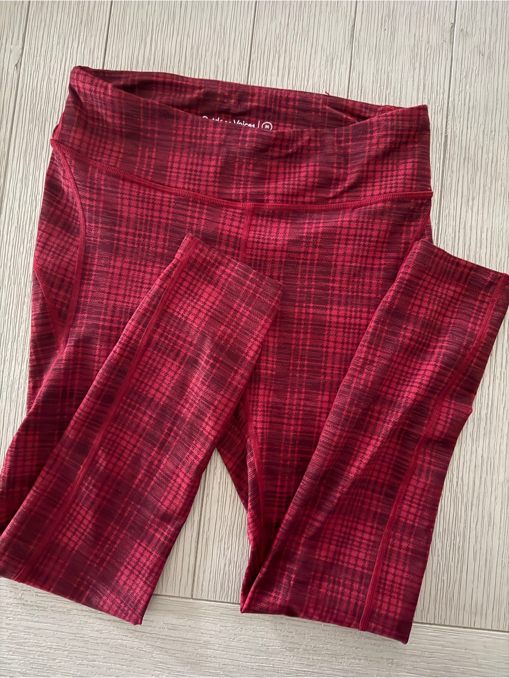 Outdoor Voices Red Plaid Active Leggings